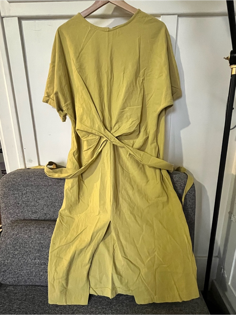 Vintage Mustard Yellow Midi Tie-Front Dress